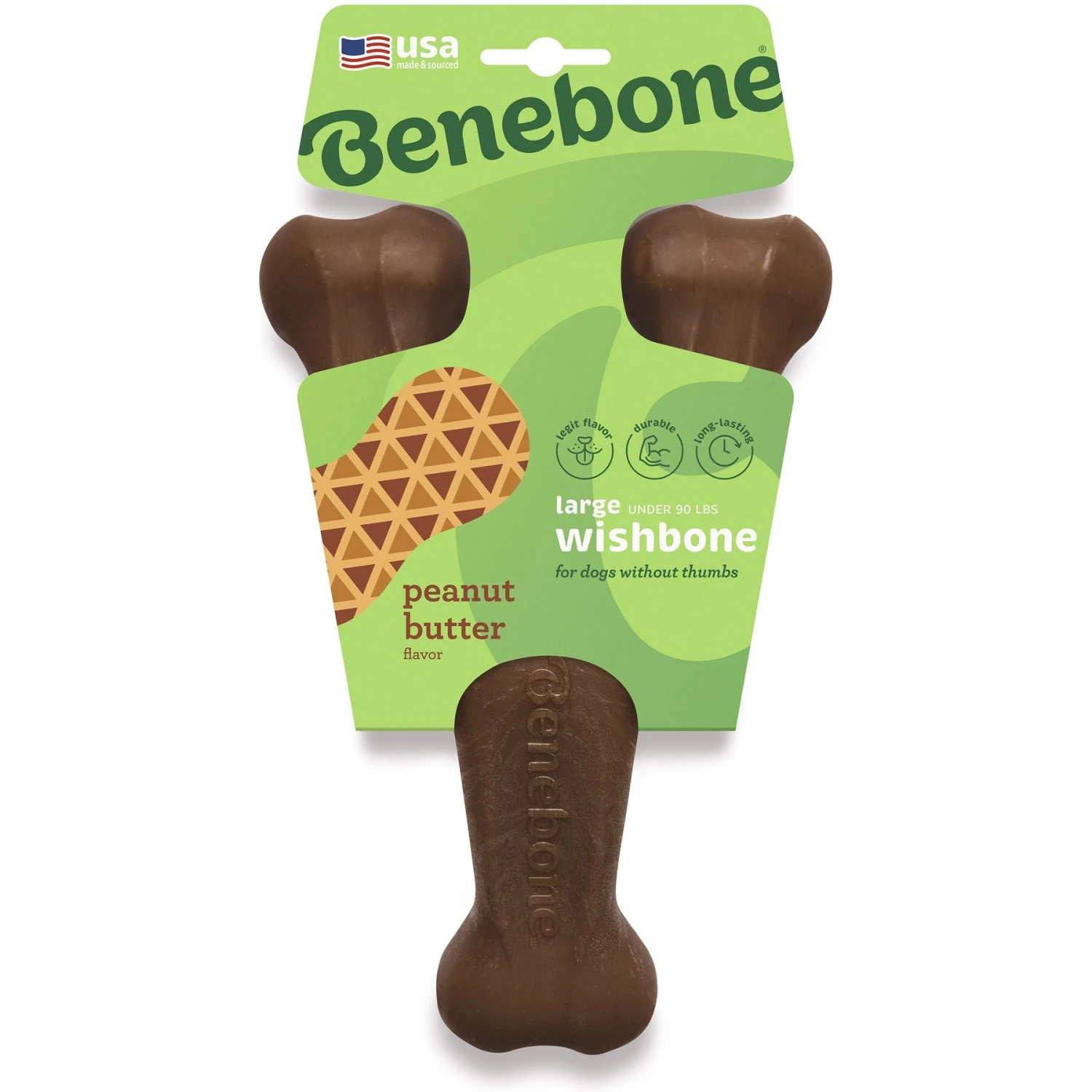 Benebone Peanut Butter Flavor Wishbone Tough Dog Chew Toy 3 Benebone Peanut Butter Flavor Wishbone Tough Dog Chew Toy - Image 3
