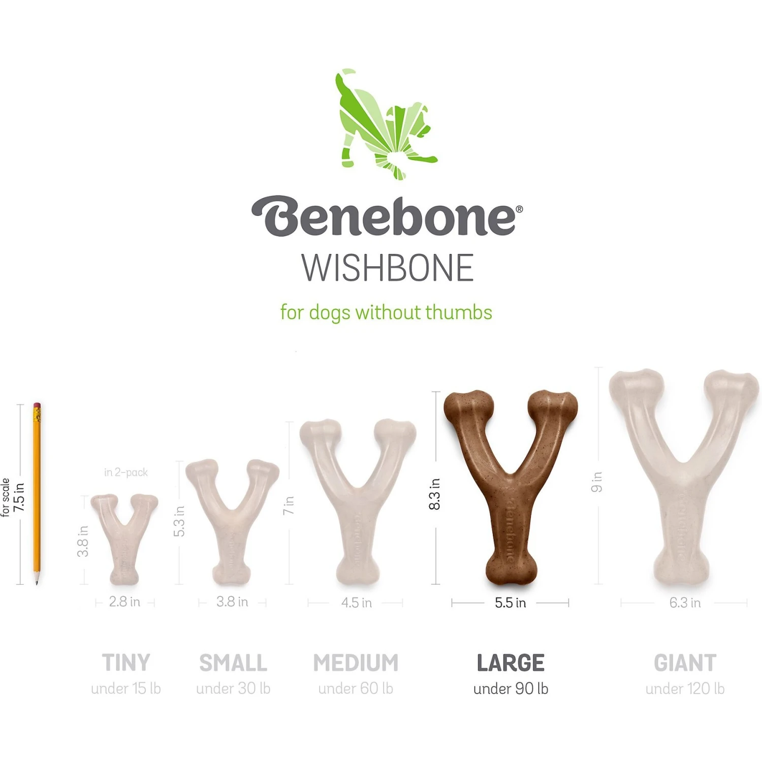 Benebone Peanut Butter Flavor Wishbone Tough Dog Chew Toy 6 Benebone Peanut Butter Flavor Wishbone Tough Dog Chew Toy - Image 6
