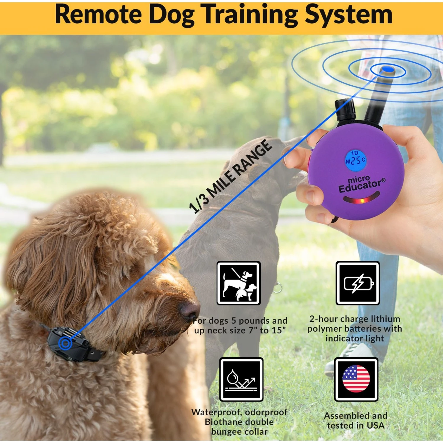 Educator ME-302-DMBC E-Collar Mini Double Bungee Dog Training Collar Set, Purple, X-Small 3 Educator ME-302-DMBC E-Collar Mini Double Bungee Dog Training Collar Set, Purple, X-Small - Image 3