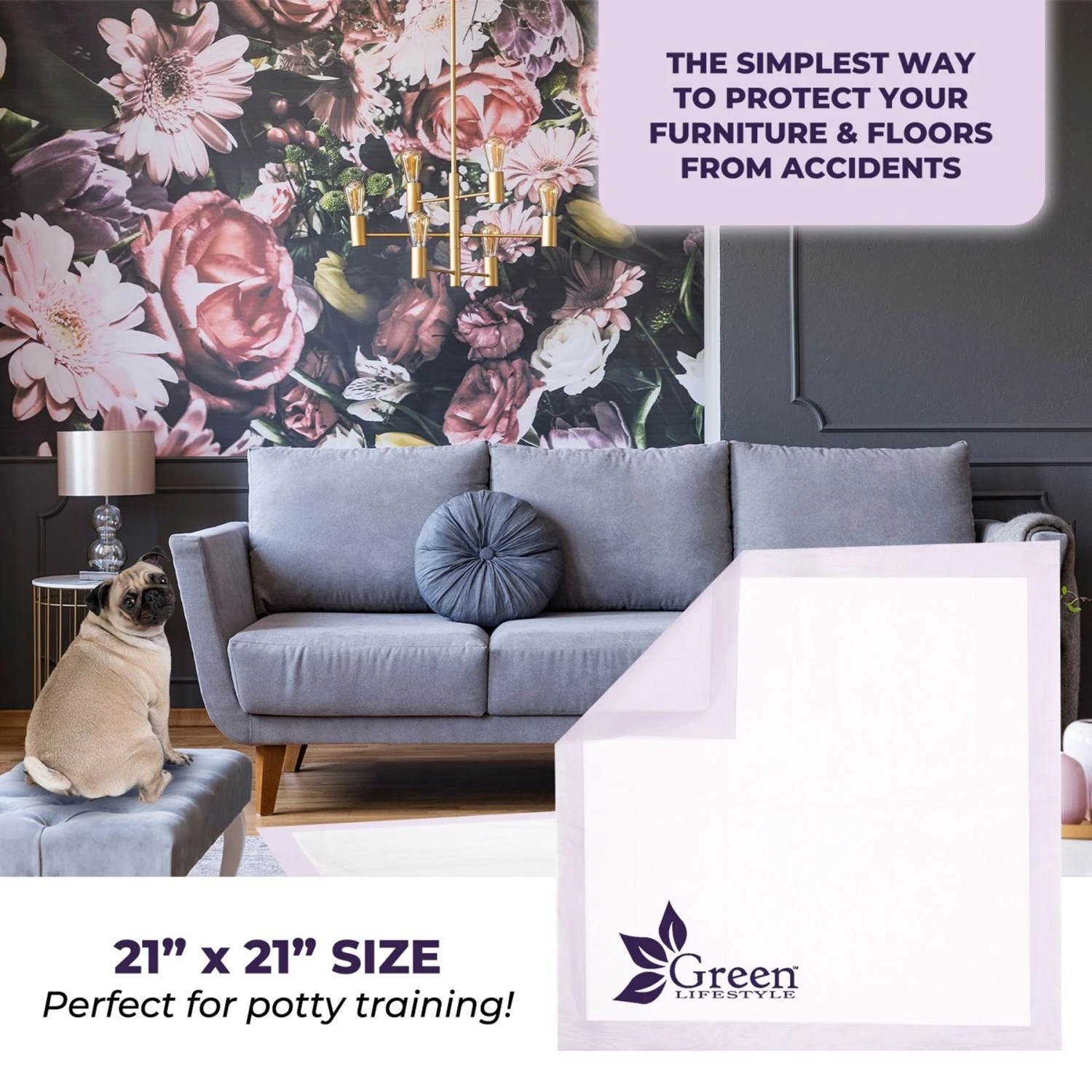 Green Lifestyle Disposable Lavender Scented Dog & Cat Pee Pads, 100 Count 7 Green Lifestyle Disposable Lavender Scented Dog & Cat Pee Pads, 100 Count - Image 7