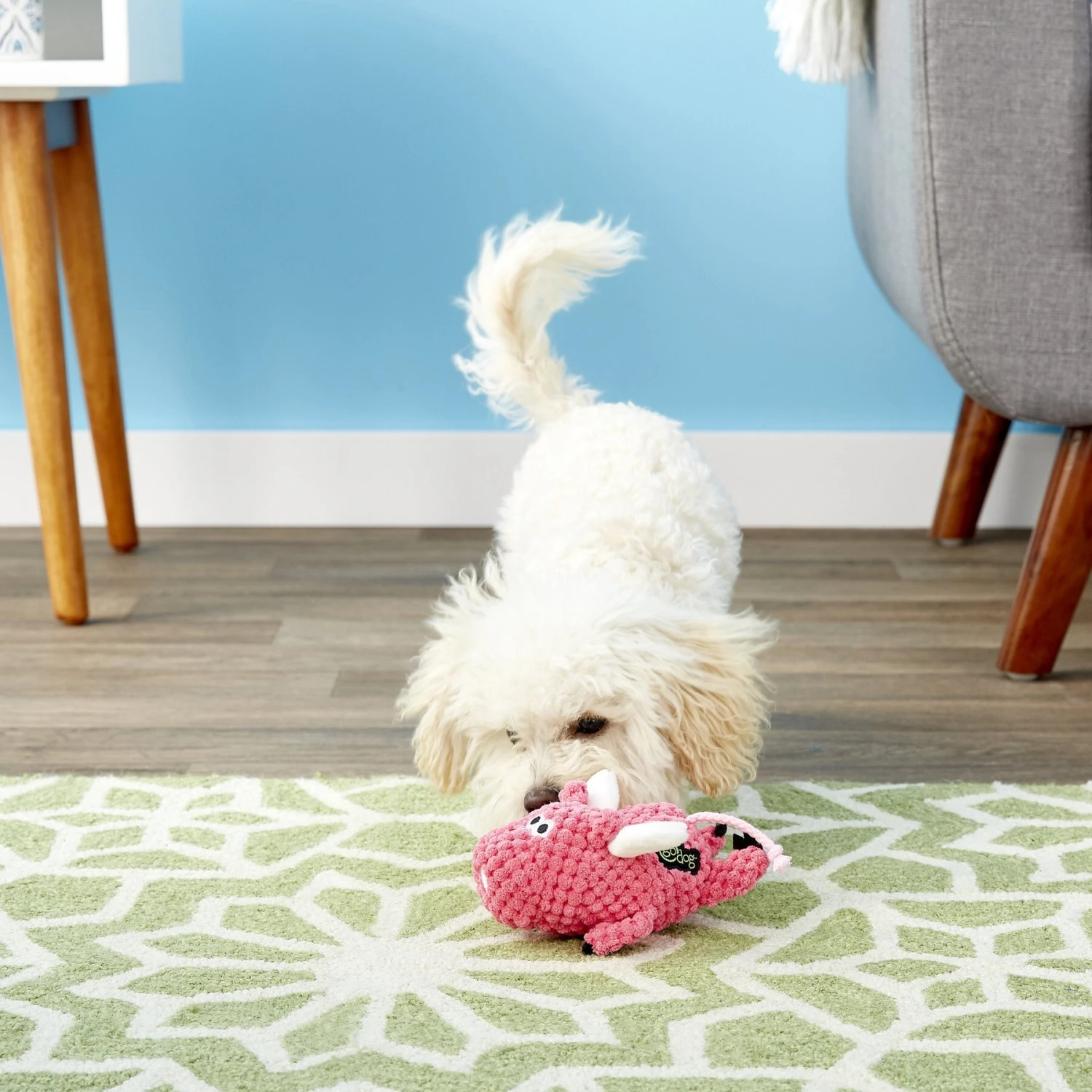 GoDog Just For Me Chew Guard Flying Pig Squeaky Plush Dog Toy 2 GoDog Just For Me Chew Guard Flying Pig Squeaky Plush Dog Toy - Image 2