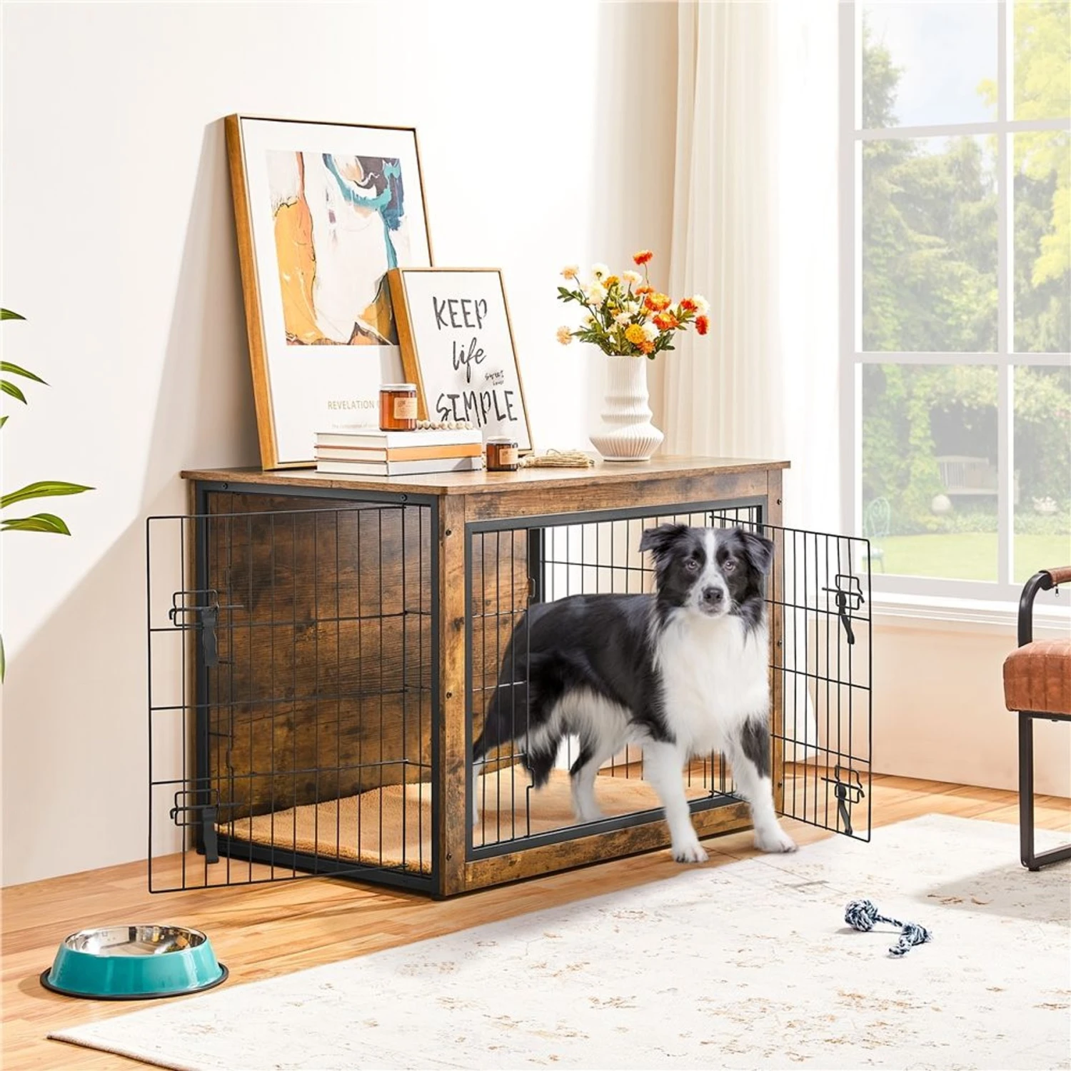 Yaheetech Wooden Dog Crate, Rustic Brown, 40 Inch 1 Yaheetech Wooden Dog Crate, Rustic Brown, 40 Inch