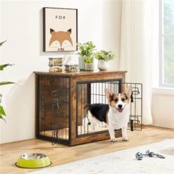 Yaheetech Small Dog Crate, Rustic Brown, 27.5 Inch