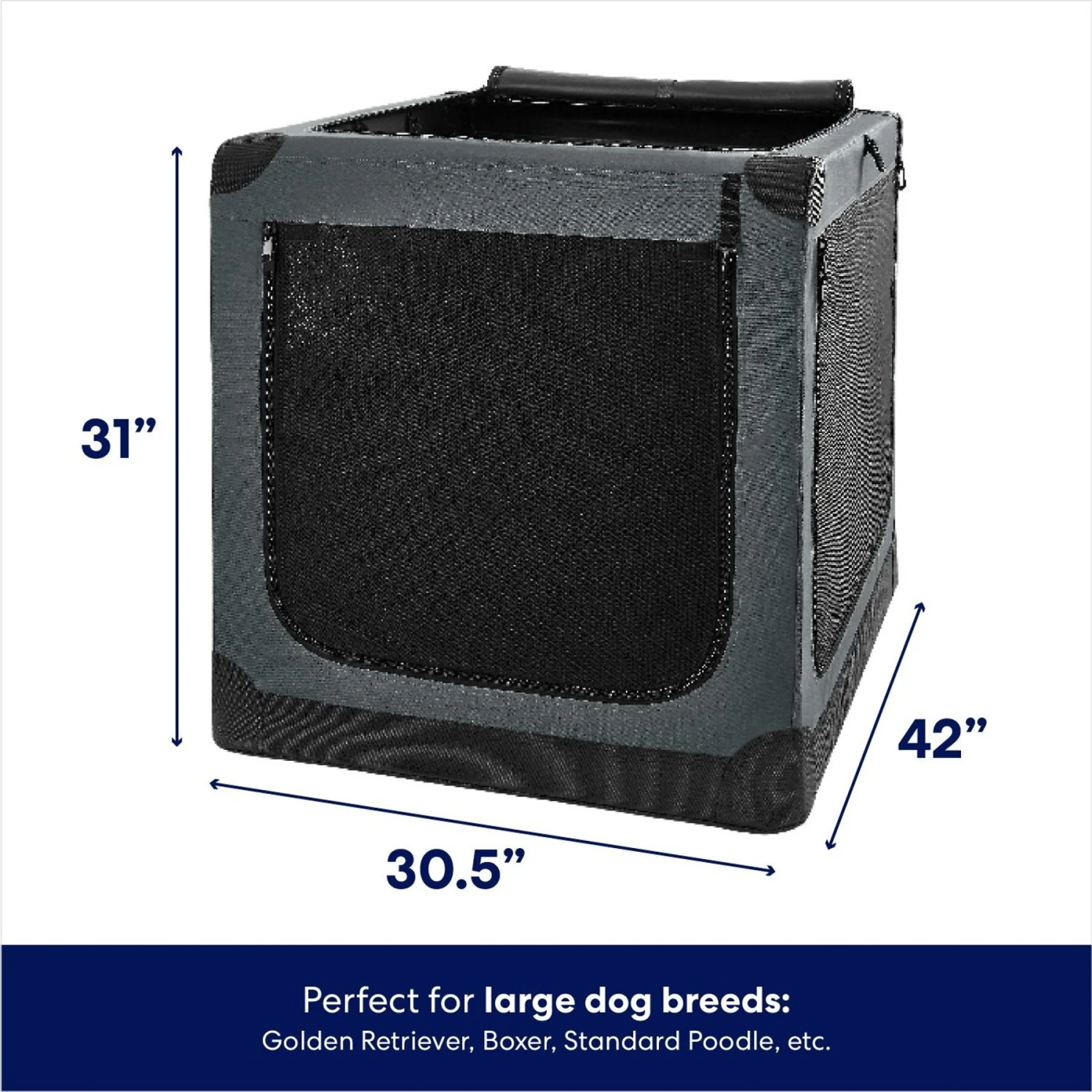 Frisco Indoor & Outdoor 3-Door Collapsible Soft-Sided Dog & Small Pet Crate 2 Frisco Indoor & Outdoor 3-Door Collapsible Soft-Sided Dog & Small Pet Crate - Image 2
