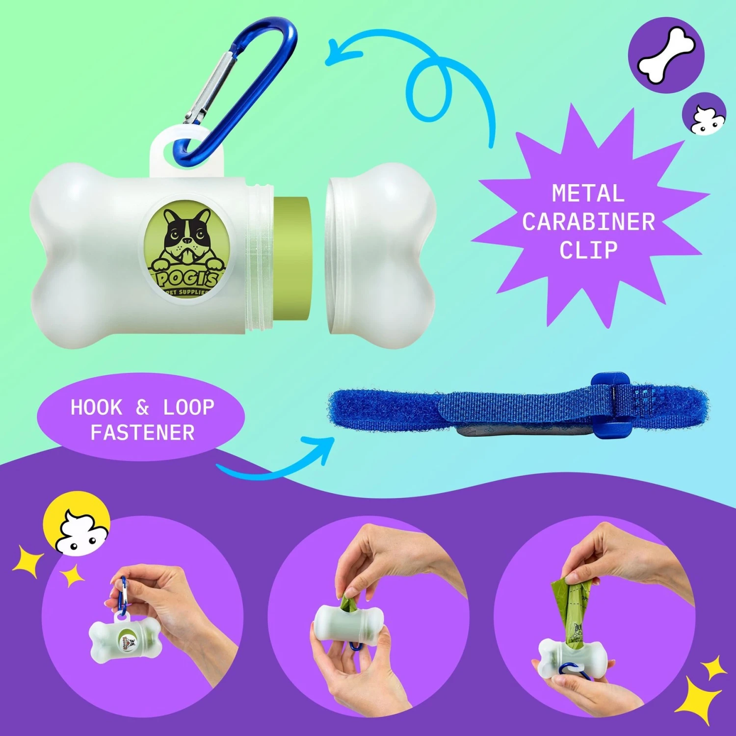 Pogi's Pet Supplies Poop Bag Dispenser + 15 Scented Waste Bags 2 Pogi's Pet Supplies Poop Bag Dispenser + 15 Scented Waste Bags - Image 2