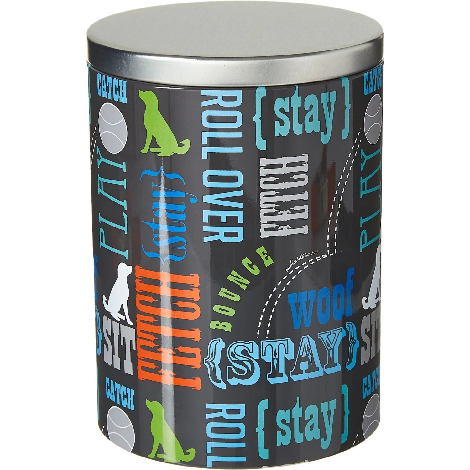 Paw Prints Tin Treat Jar, Word Design 1 Paw Prints Tin Treat Jar, Word Design