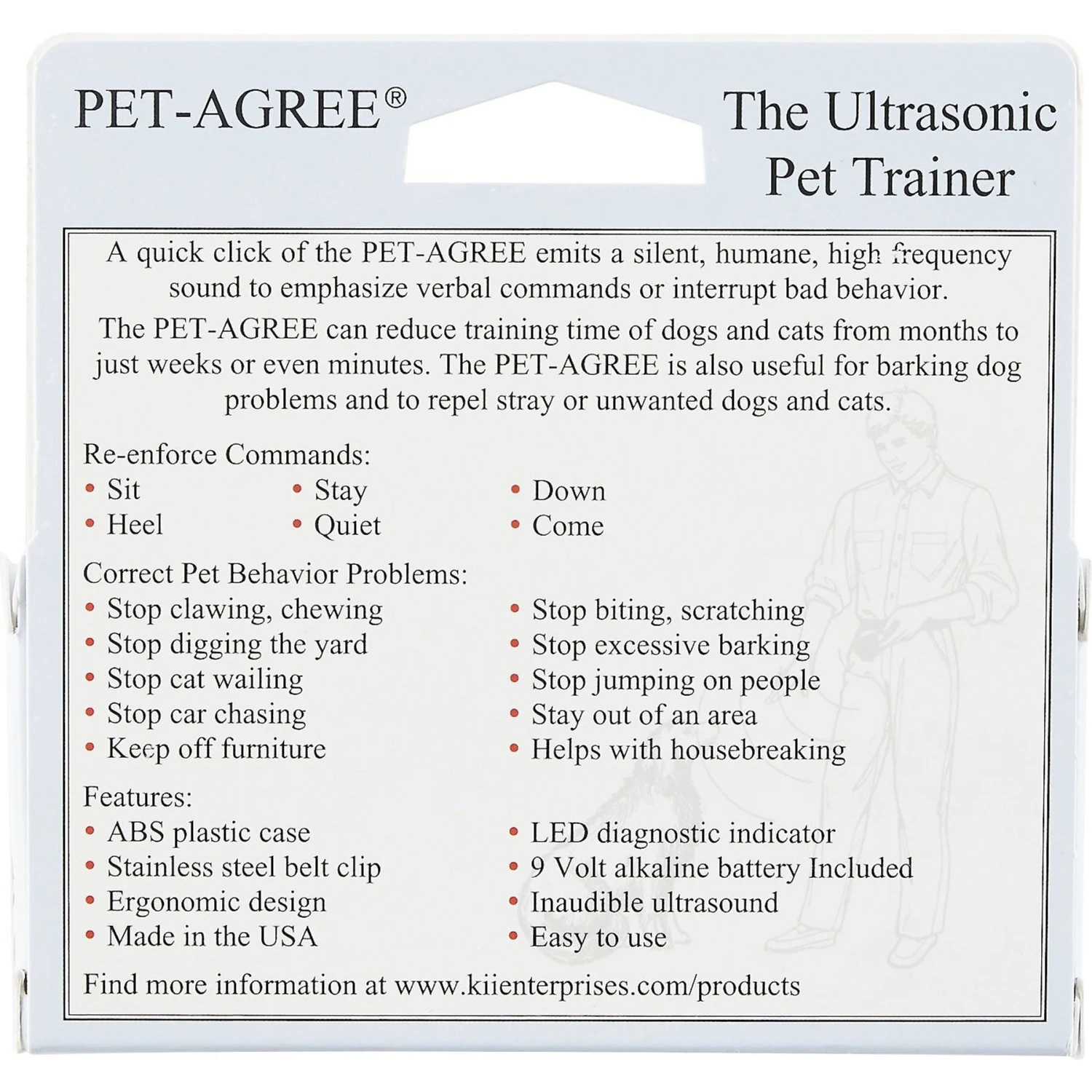 K-II Enterprises Pet-Agree Ultrasonic Dog & Cat Trainer 3 K-II Enterprises Pet-Agree Ultrasonic Dog & Cat Trainer - Image 3