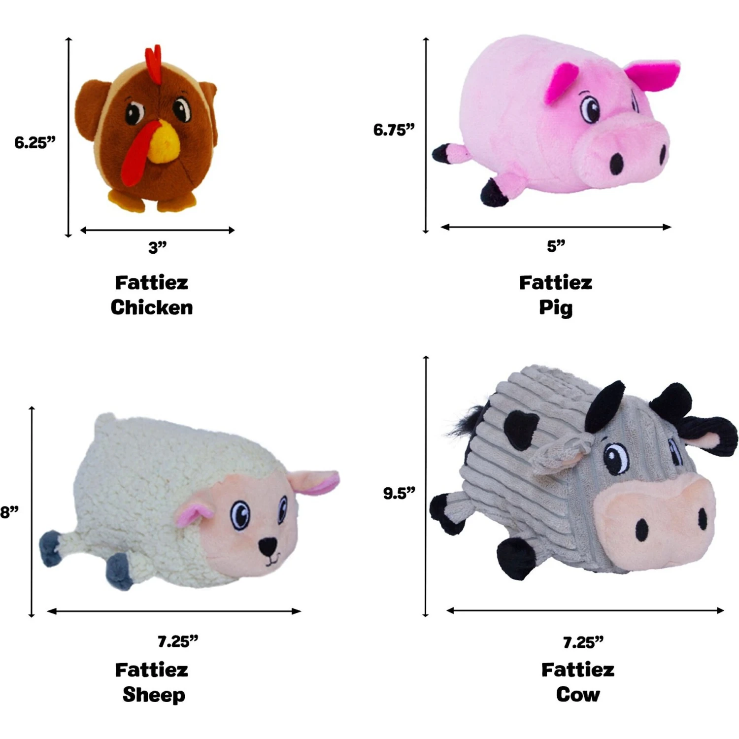 Outward Hound Fattiez Cow Squeaky Plush Dog Toy 7 Outward Hound Fattiez Cow Squeaky Plush Dog Toy - Image 7