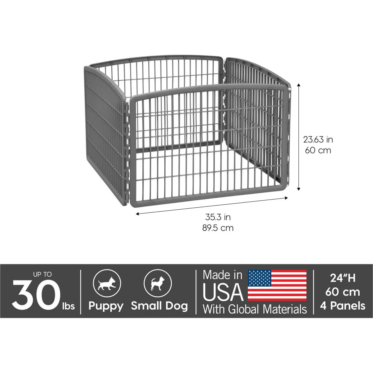 IRIS USA 4-Panel Dog Exercise Playpen, 24-in 2 IRIS USA 4-Panel Dog Exercise Playpen, 24-in - Image 2