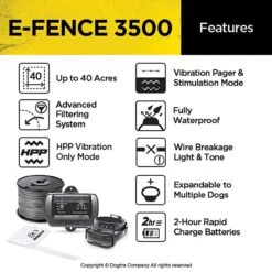 Dogtra E-FENCE 3500 Containment System In-Ground Wired Fence With Rechargeable Wireless Collar -PetSafe Kong Shop 123892 PT2. AC SS1800 V1626190323