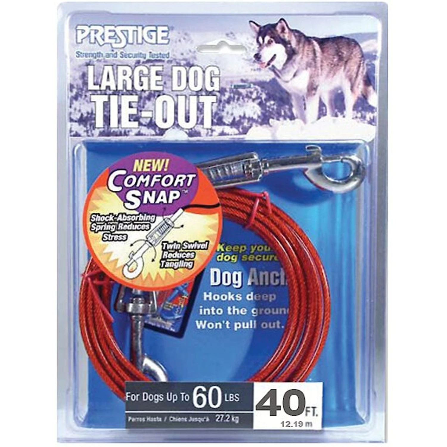 Boss Pet Prestige Dog Tie-Out With Spring, Large, Red 1 Boss Pet Prestige Dog Tie-Out With Spring, Large, Red