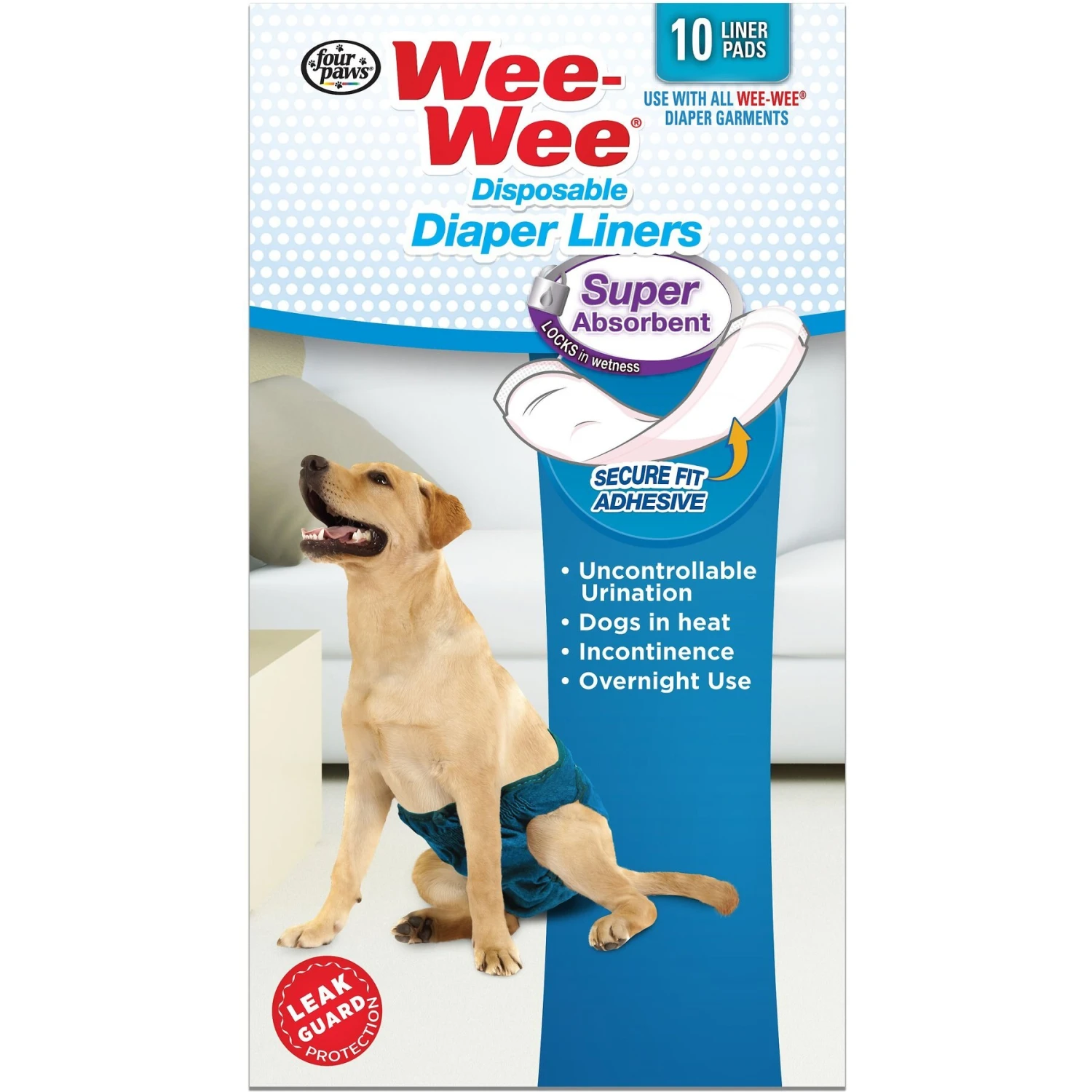 Wee-Wee Disposable Dog Diaper Super Absorbent Liner Pads 4 Wee-Wee Disposable Dog Diaper Super Absorbent Liner Pads - Image 4