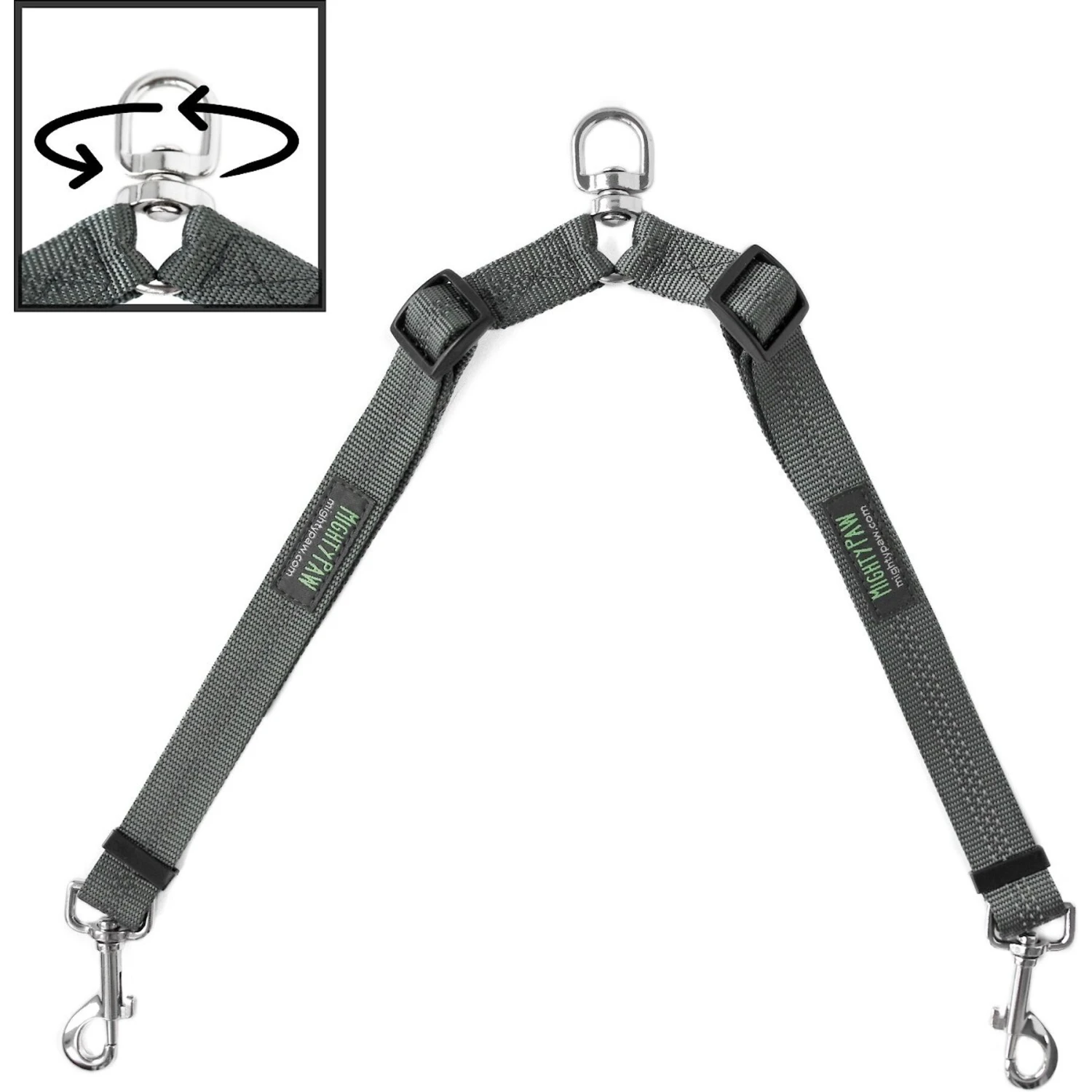 Mighty Paw Nylon Reflective Double Dog Leash 2 Mighty Paw Nylon Reflective Double Dog Leash - Image 2