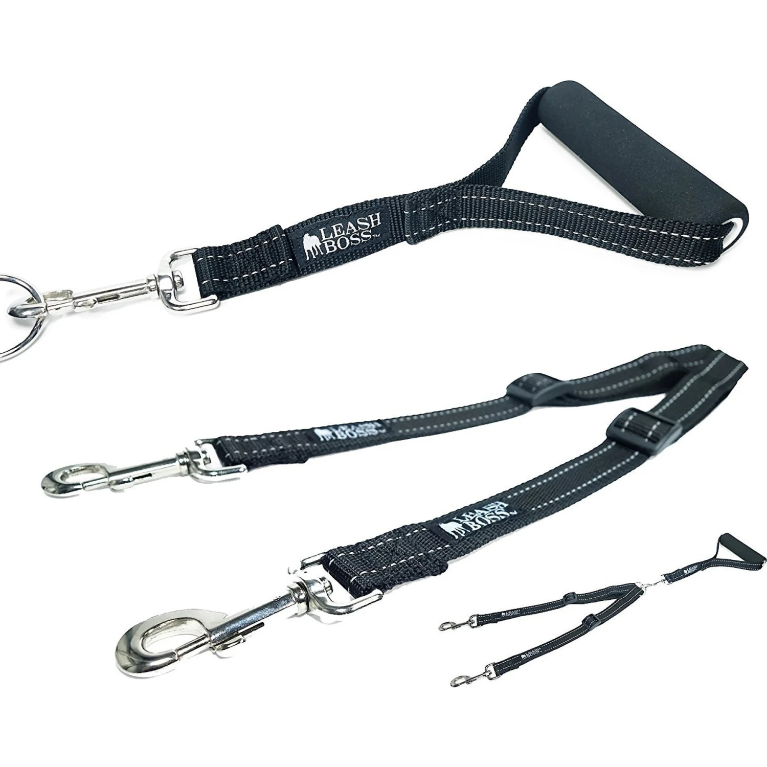 Leashboss Duo Reflective Double Dog Leash Coupler With Handle 2 Leashboss Duo Reflective Double Dog Leash Coupler With Handle - Image 2