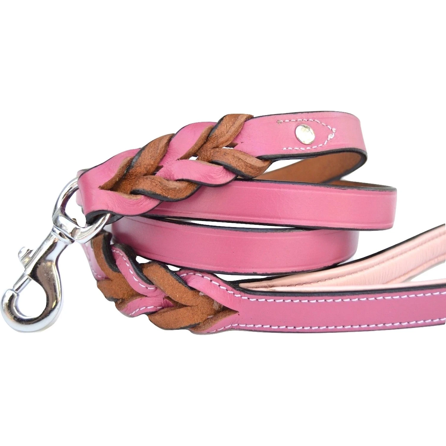 Soft Touch Collars Leather Braided Two-Tone Dog Leash 2 Soft Touch Collars Leather Braided Two-Tone Dog Leash - Image 2