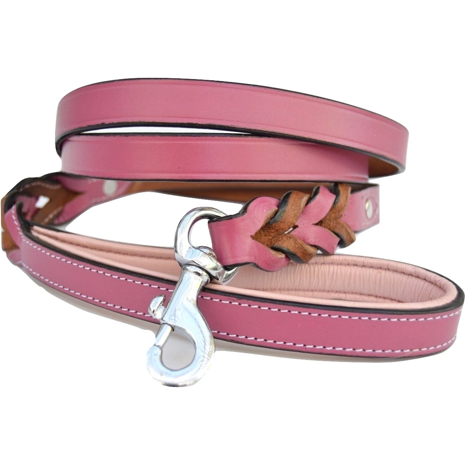 Soft Touch Collars Leather Braided Two-Tone Dog Leash 3 Soft Touch Collars Leather Braided Two-Tone Dog Leash - Image 3