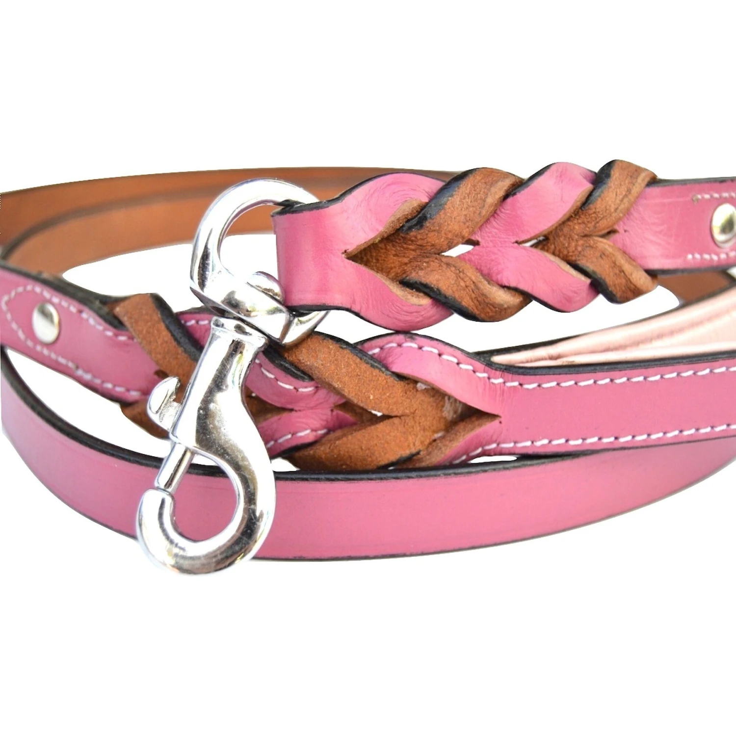 Soft Touch Collars Leather Braided Two-Tone Dog Leash 5 Soft Touch Collars Leather Braided Two-Tone Dog Leash - Image 5