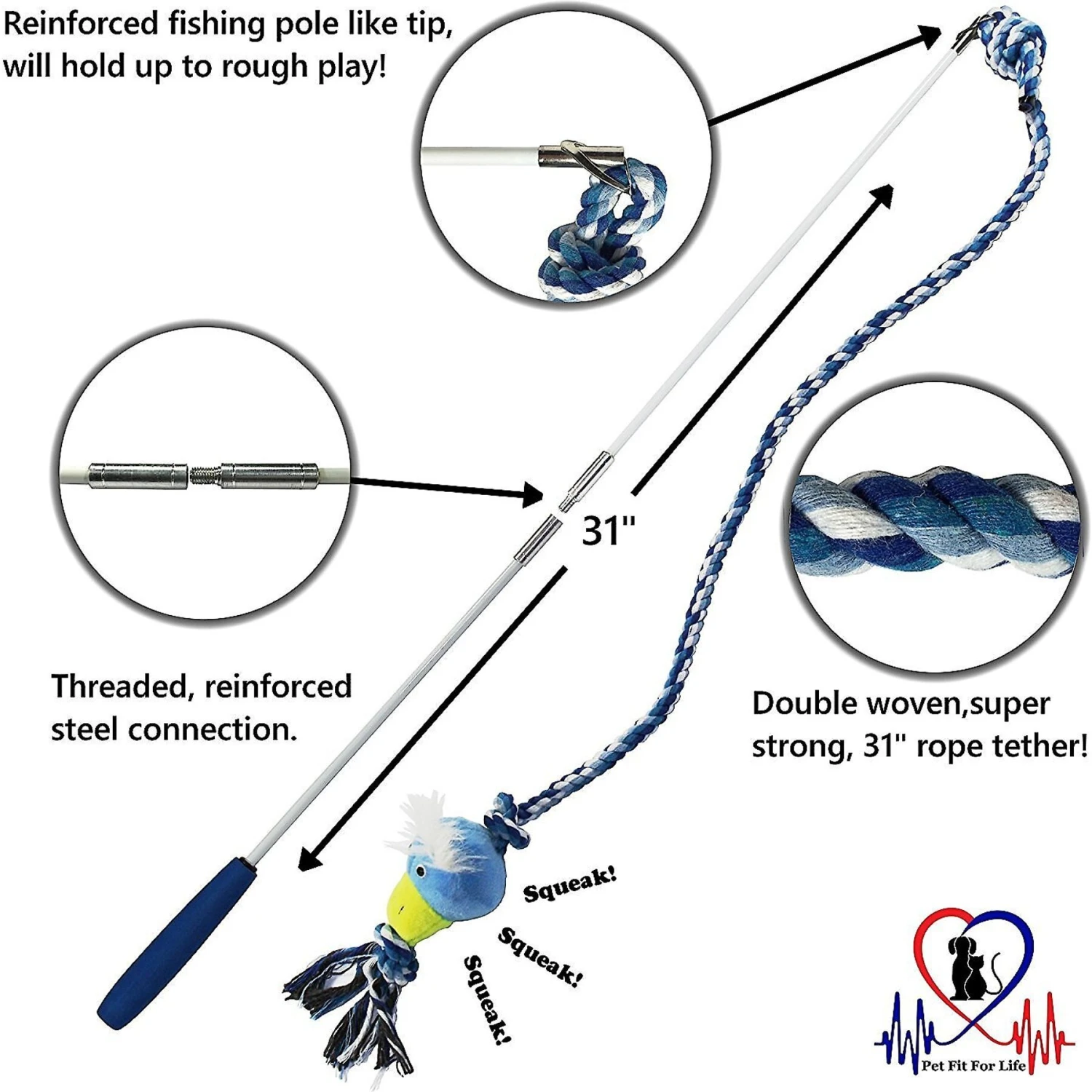 Pet Fit For Life Plush Wand Squeaky Dog Toy 2 Pet Fit For Life Plush Wand Squeaky Dog Toy - Image 2