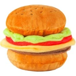 P.L.A.Y. Pet Lifestyle And You American Classic Food Burger Squeaky Plush Dog Toy