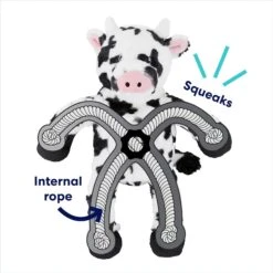 Frisco Cow Plush With Inside Rope Squeaky Dog Toy -PetSafe Kong Shop 147063 PT2. AC SS1800 V1691776638
