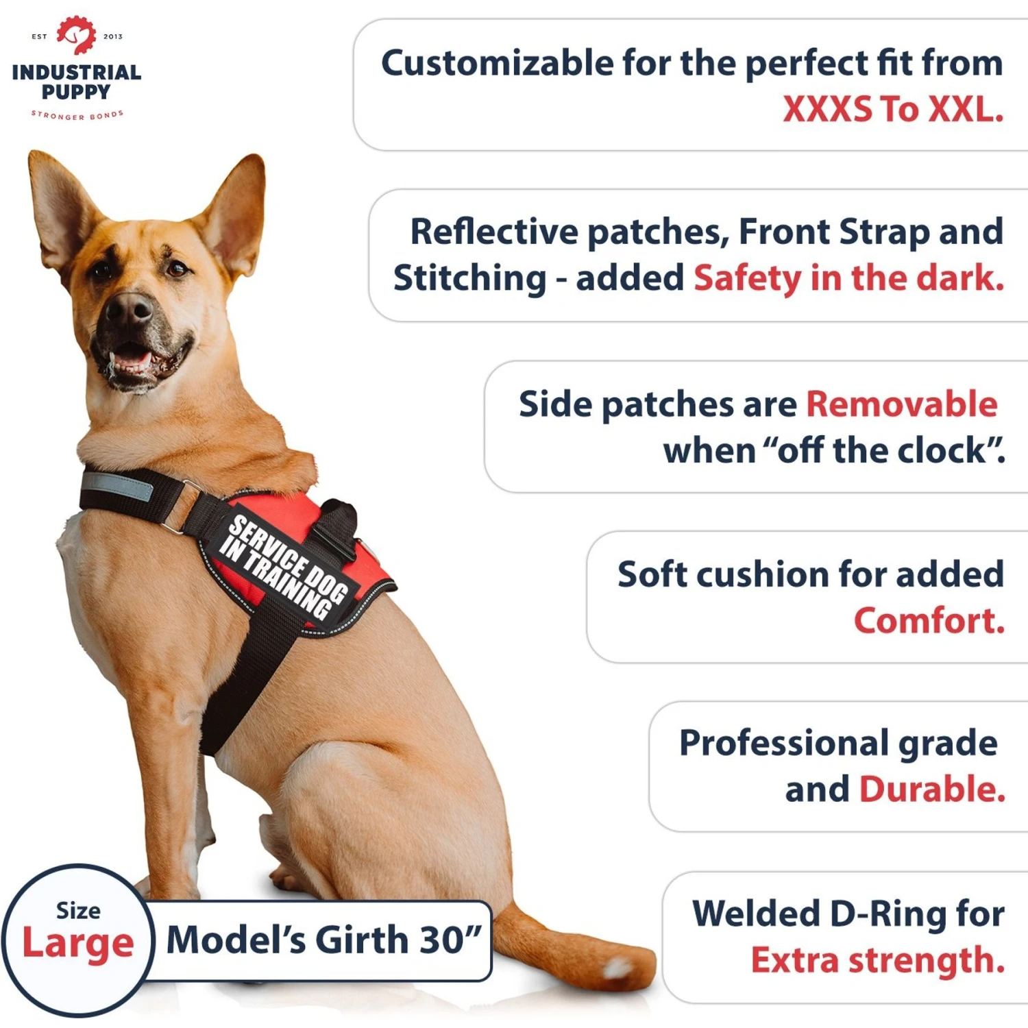 Industrial Puppy Emotional Support Animal ESA Reflective Dog Harness & Leash 3 Industrial Puppy Emotional Support Animal ESA Reflective Dog Harness & Leash - Image 3