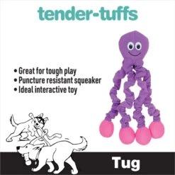 Snuggle Puppy Tender Tuffs Orange Octopus Tug-of-War Squeaky Dog Toy -PetSafe Kong Shop 155747 PT1. AC SS1800 V1667518466