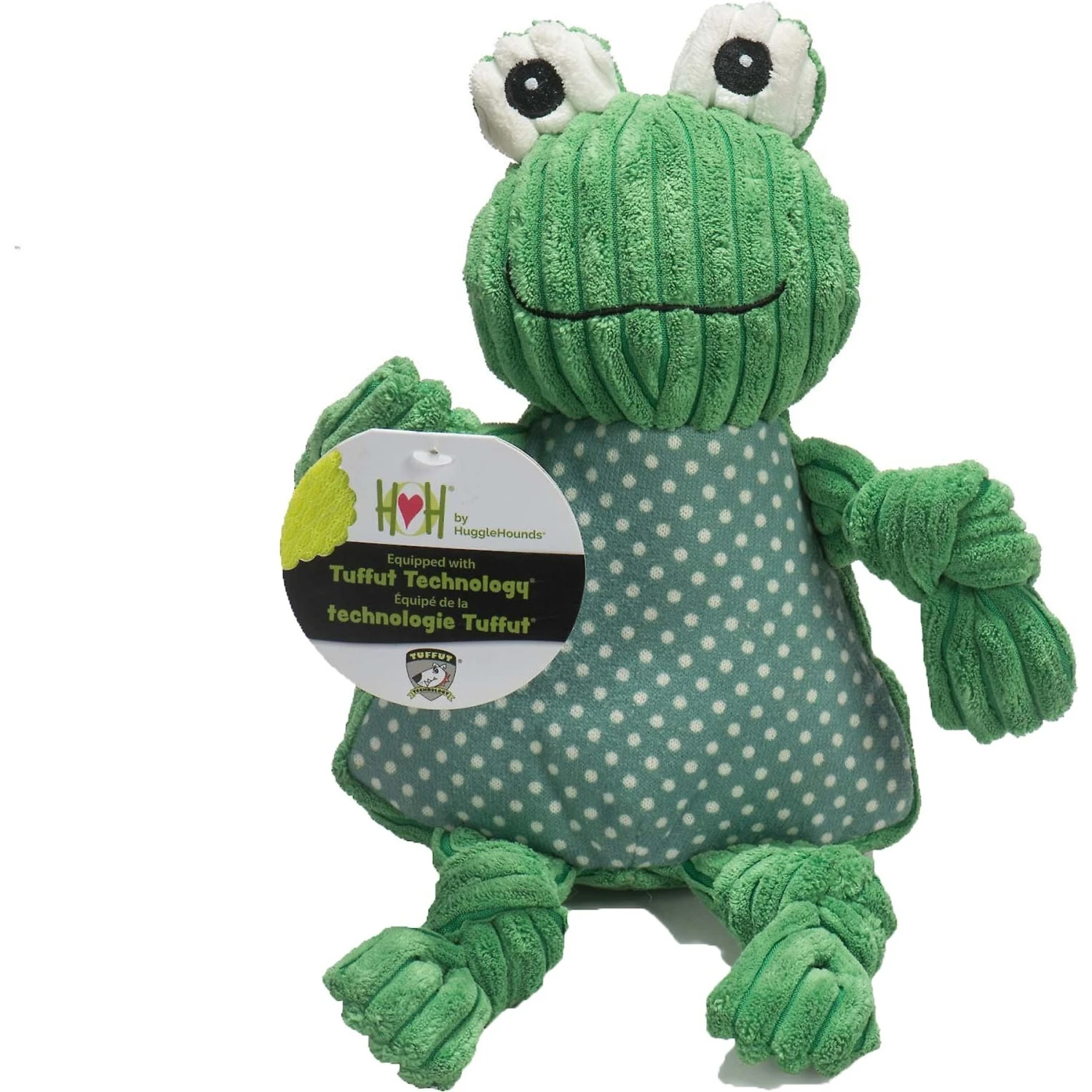 HuggleHounds Woodlands Durable Plush Corduroy Knottie Frog Squeaky Dog Toy 1 HuggleHounds Woodlands Durable Plush Corduroy Knottie Frog Squeaky Dog Toy