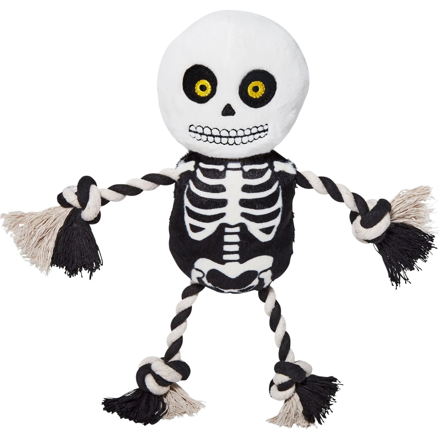 Frisco Halloween Skeleton Plush With Rope Squeaky Dog Toy 1 Frisco Halloween Skeleton Plush With Rope Squeaky Dog Toy