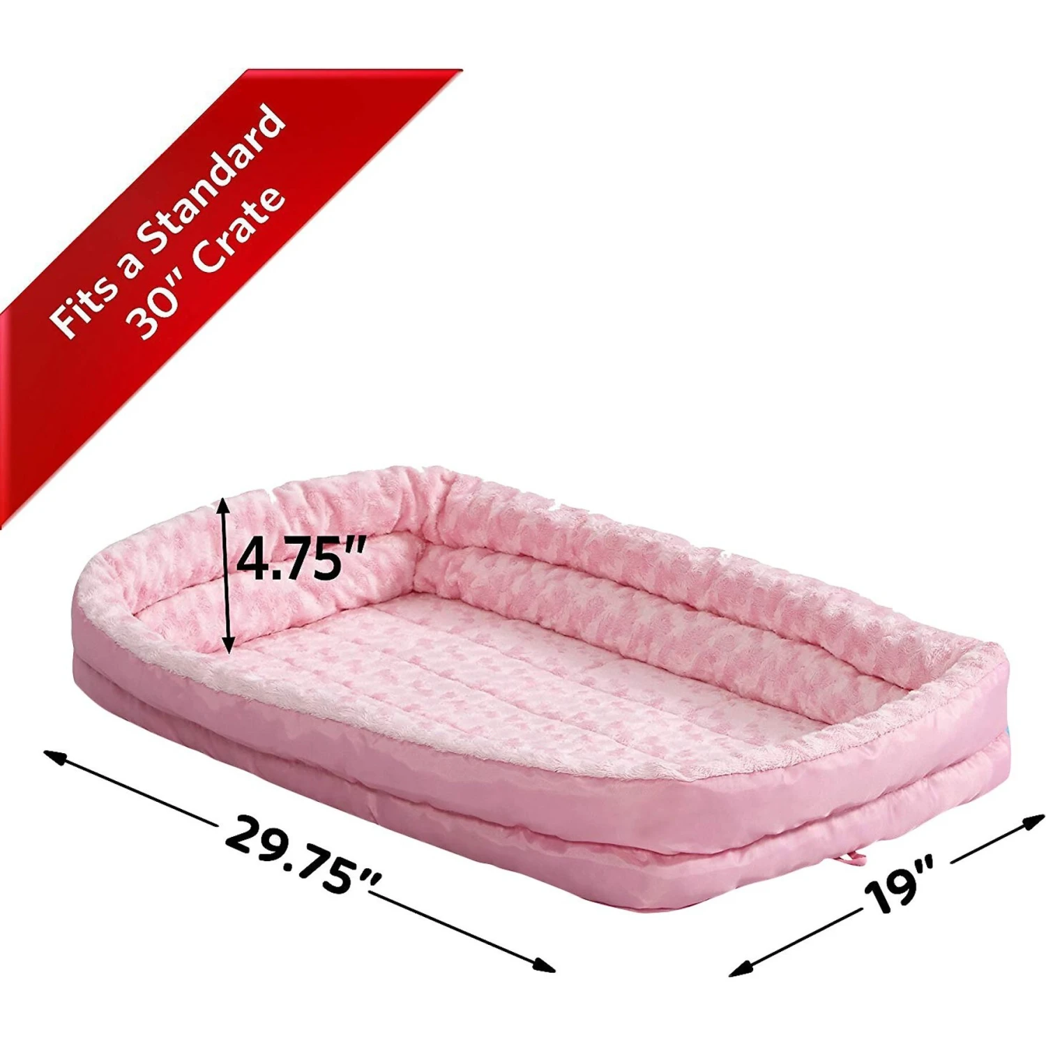 MidWest Quiet Time Fashion Plush Double Bolster Dog Crate Mat 2 MidWest Quiet Time Fashion Plush Double Bolster Dog Crate Mat - Image 2