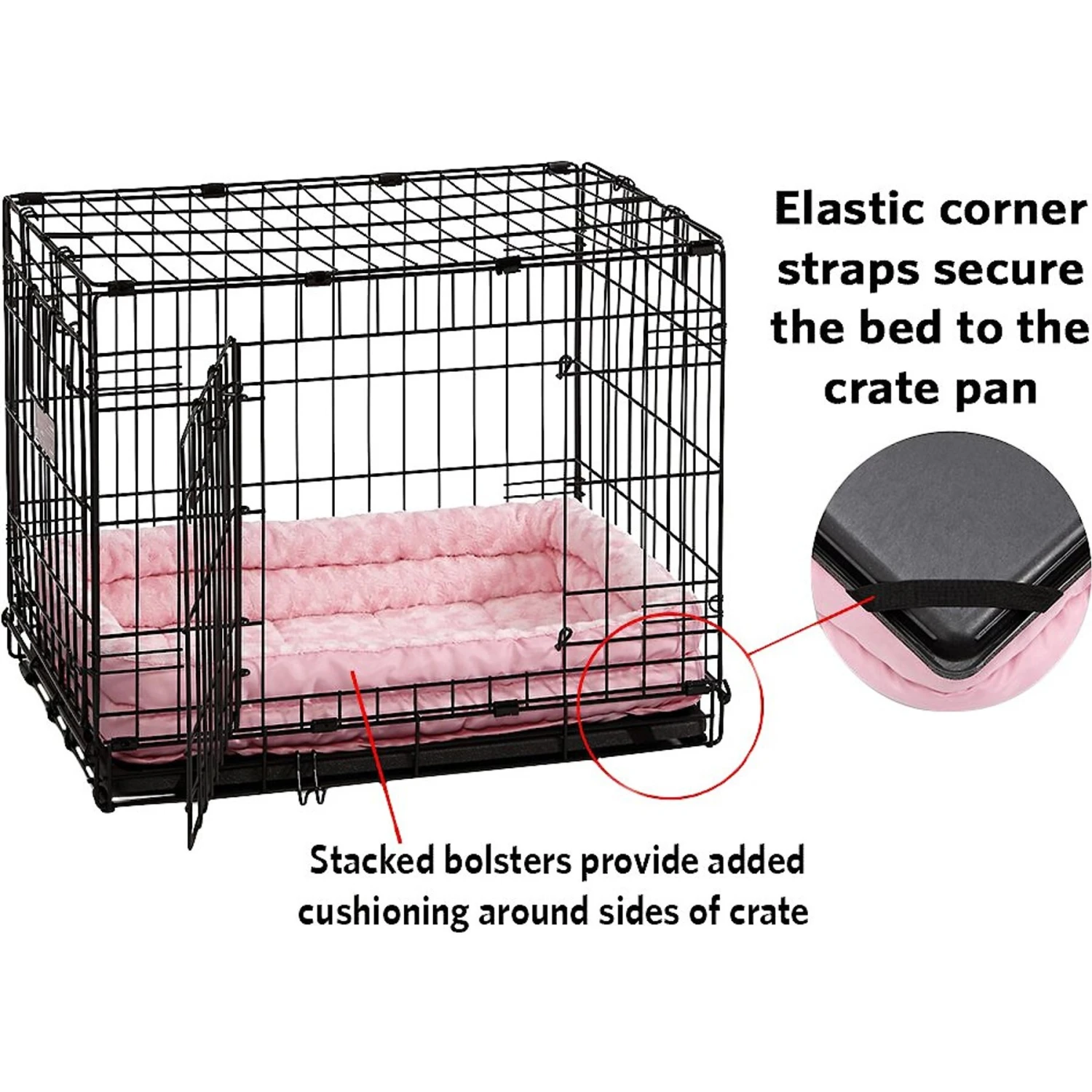 MidWest Quiet Time Fashion Plush Double Bolster Dog Crate Mat 3 MidWest Quiet Time Fashion Plush Double Bolster Dog Crate Mat - Image 3