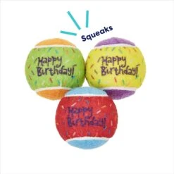 Frisco Birthday Fetch Squeaky Tennis Ball Dog Toy -PetSafe Kong Shop 162914 PT2. AC SS1800 V1692020013