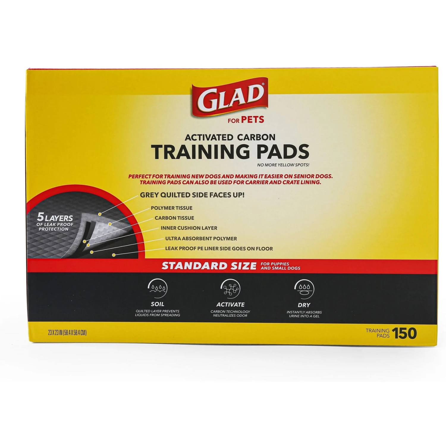 Glad For Pets Activated Carbon Dog Training Pads, 23" X 23" 3 Glad For Pets Activated Carbon Dog Training Pads, 23" X 23" - Image 3