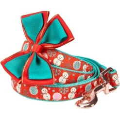 Blueberry Pet Christmas Snowman Dog Leash With Detachable Bow Tie