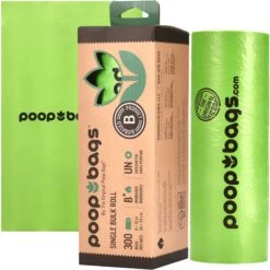 The Original Poop Bags USDA Biobased Bulk Roll, Green, Large, 300 Count
