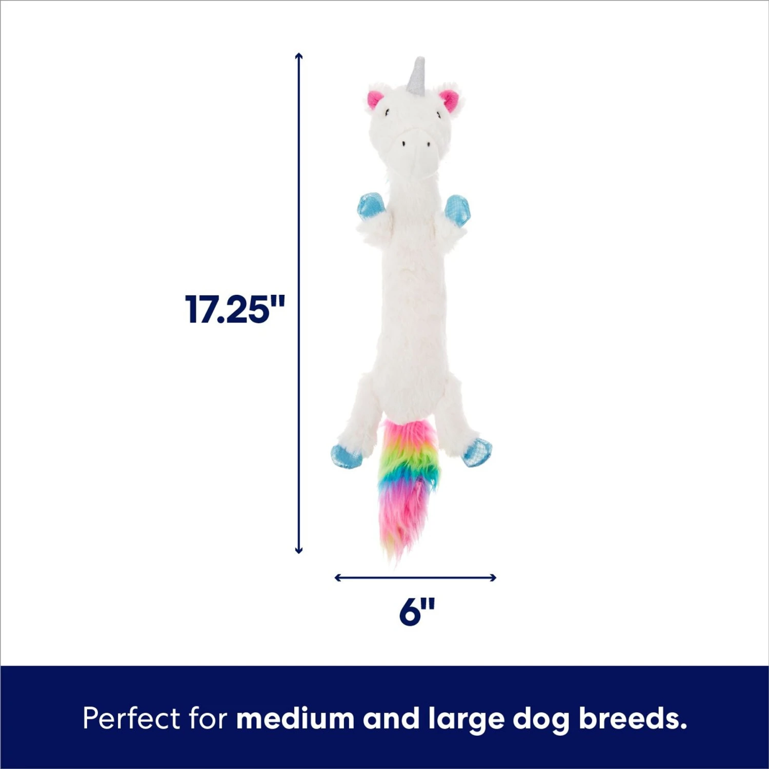 Frisco Unicorn Skinny Plush Squeaky Dog Toy 2 Frisco Unicorn Skinny Plush Squeaky Dog Toy - Image 2