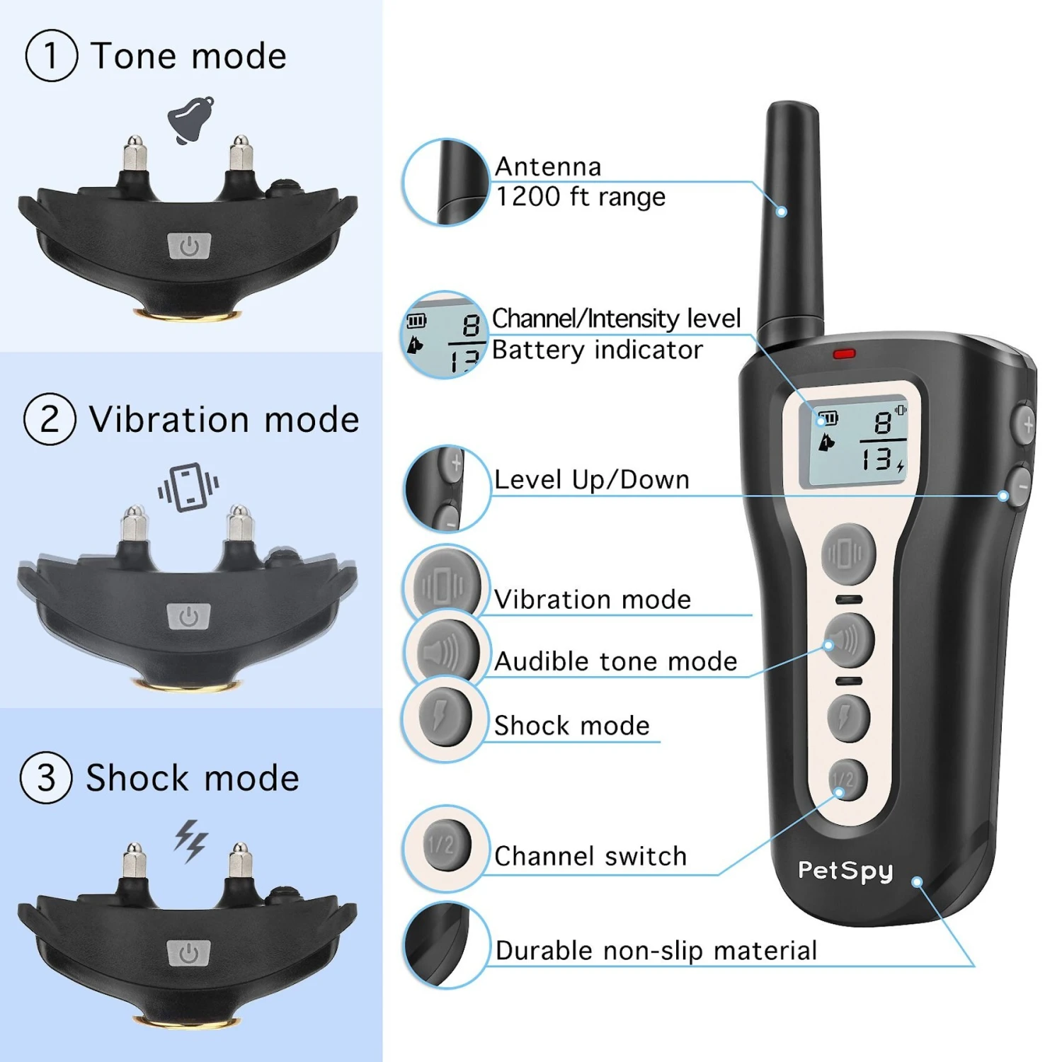 PetSpy P320 1200-ft Static Remote Dog Training Collar 2 PetSpy P320 1200-ft Static Remote Dog Training Collar - Image 2