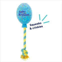 Frisco Birthday Balloon Plush With Rope Squeaky Dog Toy -PetSafe Kong Shop 177807 PT2. AC SS1800 V1695748834