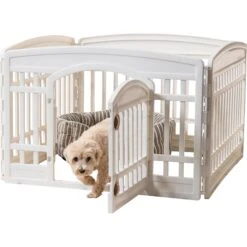 IRIS USA 4-6 Panel Dog Exercise Playpen With Door, 24-in