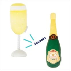 Frisco Champagne & Flute Plush Squeaky Dog Toy -PetSafe Kong Shop 183243 PT2. AC SS1800 V1695748473
