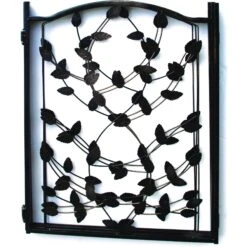 Etna 3 Panel Leaf Design Adjustable Metal Pet Gate, Brown