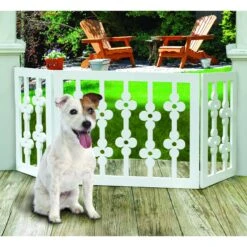 Etna Flower Cut Out Design Adjustable Wooden Pet Gate, White -PetSafe Kong Shop 183574 PT2. AC SS1800 V1566913934
