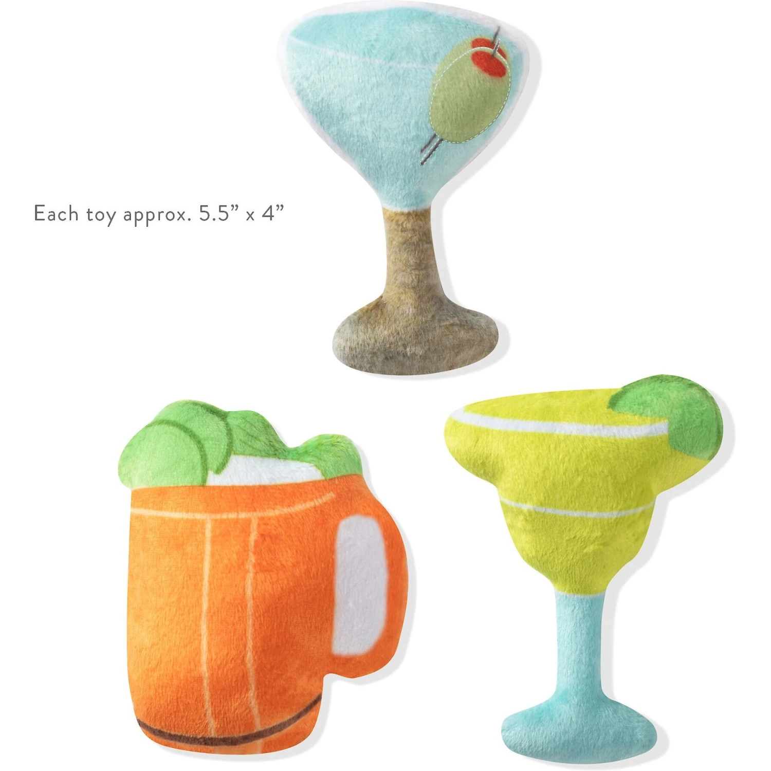 Pet Shop By Fringe Studio It's Mutt Tail Time Cocktail Squeaky Plush Mini Dog Toys, 3 Count 2 Pet Shop By Fringe Studio It's Mutt Tail Time Cocktail Squeaky Plush Mini Dog Toys, 3 Count - Image 2