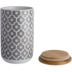 Bone Dry Paw Lattice Print Ceramic Dog & Cat Treat Canister -PetSafe Kong Shop 185435 PT3. AC SS1800 V1565793763