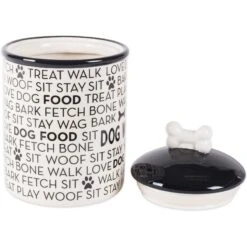Bone Dry Text Print Ceramic Dog Treat Canister -PetSafe Kong Shop 185438 PT5. AC SS1800 V1565793812