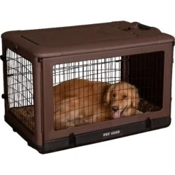 Pet Gear The Other Door 4-Door Collapsible Wire Dog Crate & Pad, Chocolate