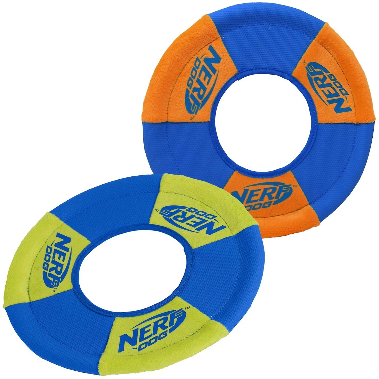 Nerf Dog Flyer Ultraplush Trackshot Toss Tug Ring Dog Toy, 2 Count 2 Nerf Dog Flyer Ultraplush Trackshot Toss Tug Ring Dog Toy, 2 Count - Image 2