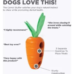 Petstages Carrot Stuffer Treat Dispenser Dog Toy -PetSafe Kong Shop 190710 PT3. AC SS1800 V1631686909