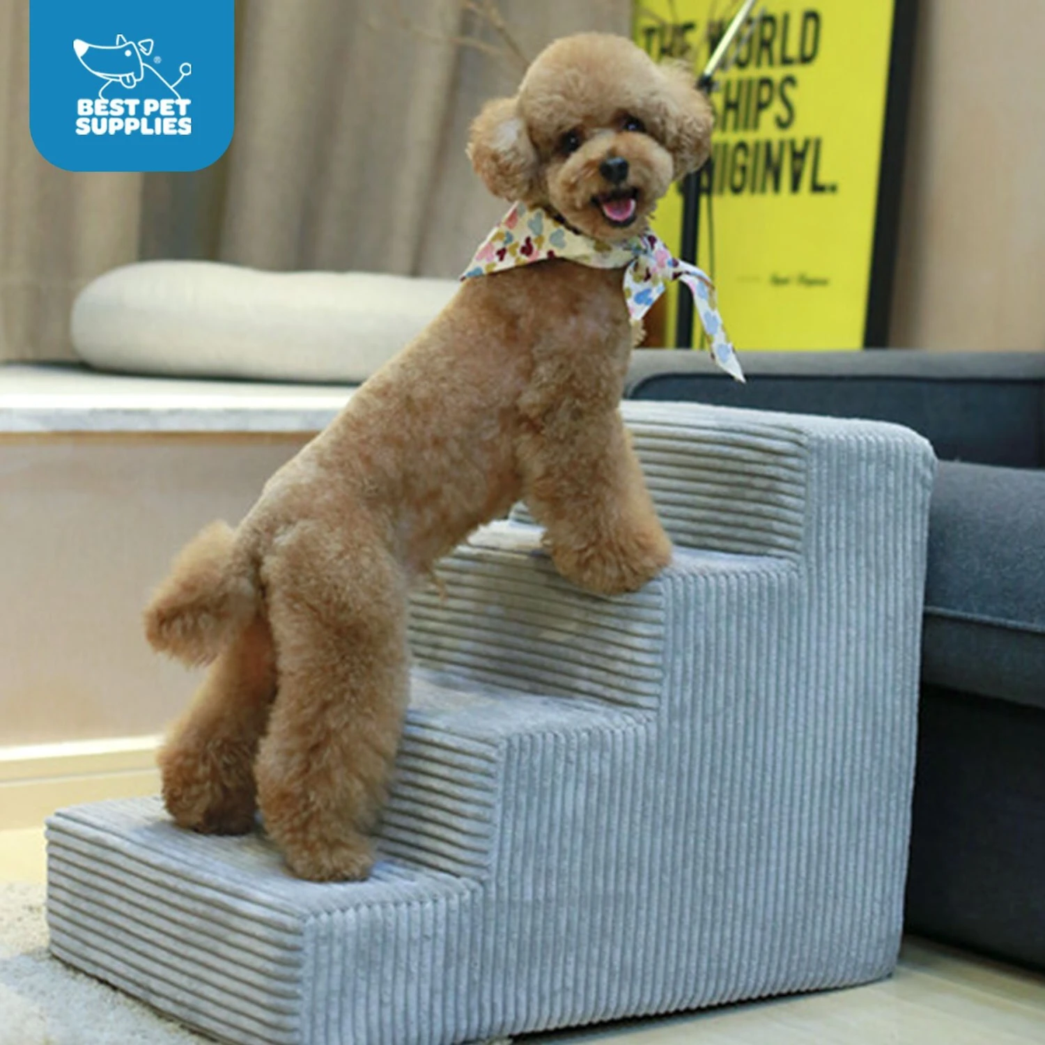 Best Pet Supplies Corduroy & Foam Cat & Dog Stairs 5 Best Pet Supplies Corduroy & Foam Cat & Dog Stairs - Image 5