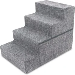 Best Pet Supplies Linen Covered Foam Foldable Cat & Dog Stairs