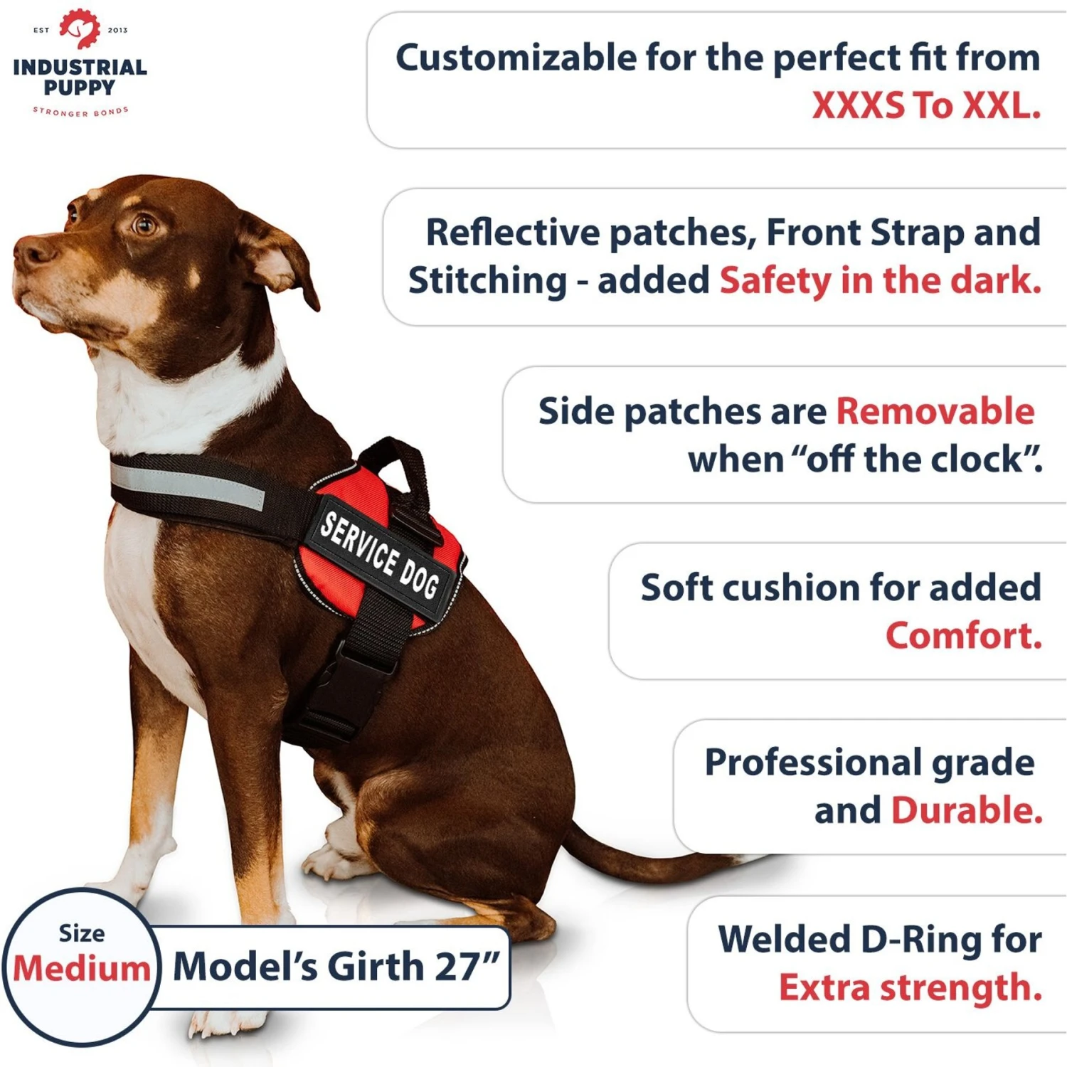 Industrial Puppy Reflective Service Dog Harness & Leash 4 Industrial Puppy Reflective Service Dog Harness & Leash - Image 4